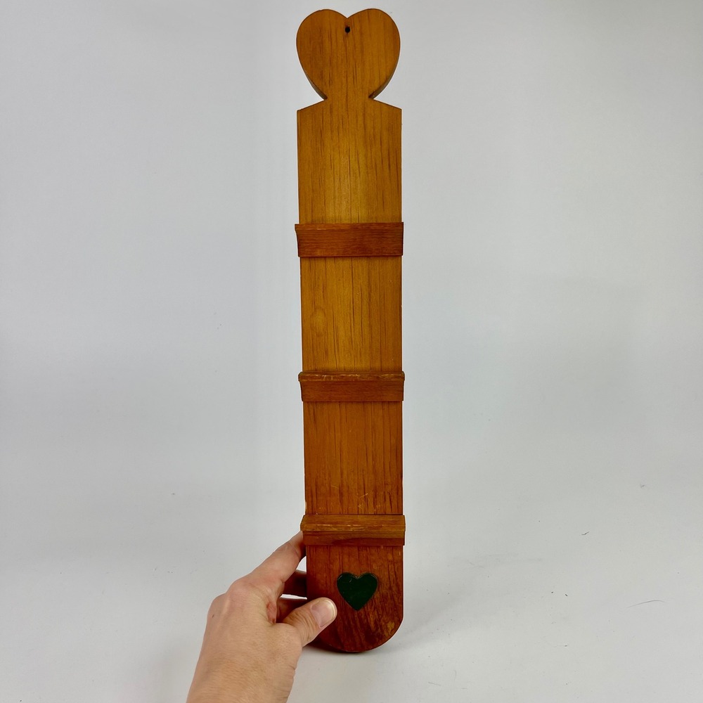 Vintage Primitive Wooden Heart Wall Rack 3 Tier Plate Card Holder Farmhouse 16in